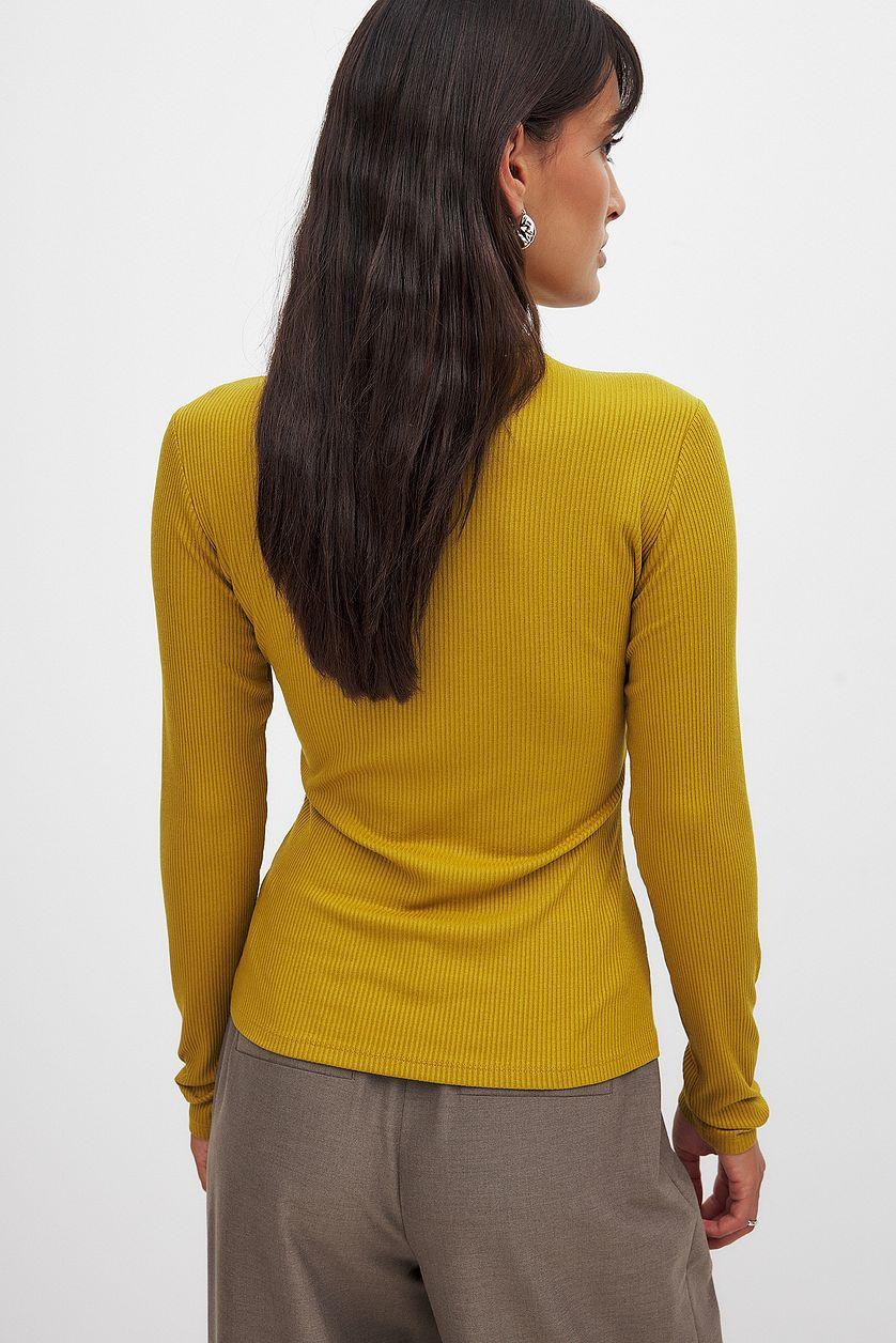 Long Sleeve Roll Neck Top Yellow Product Image