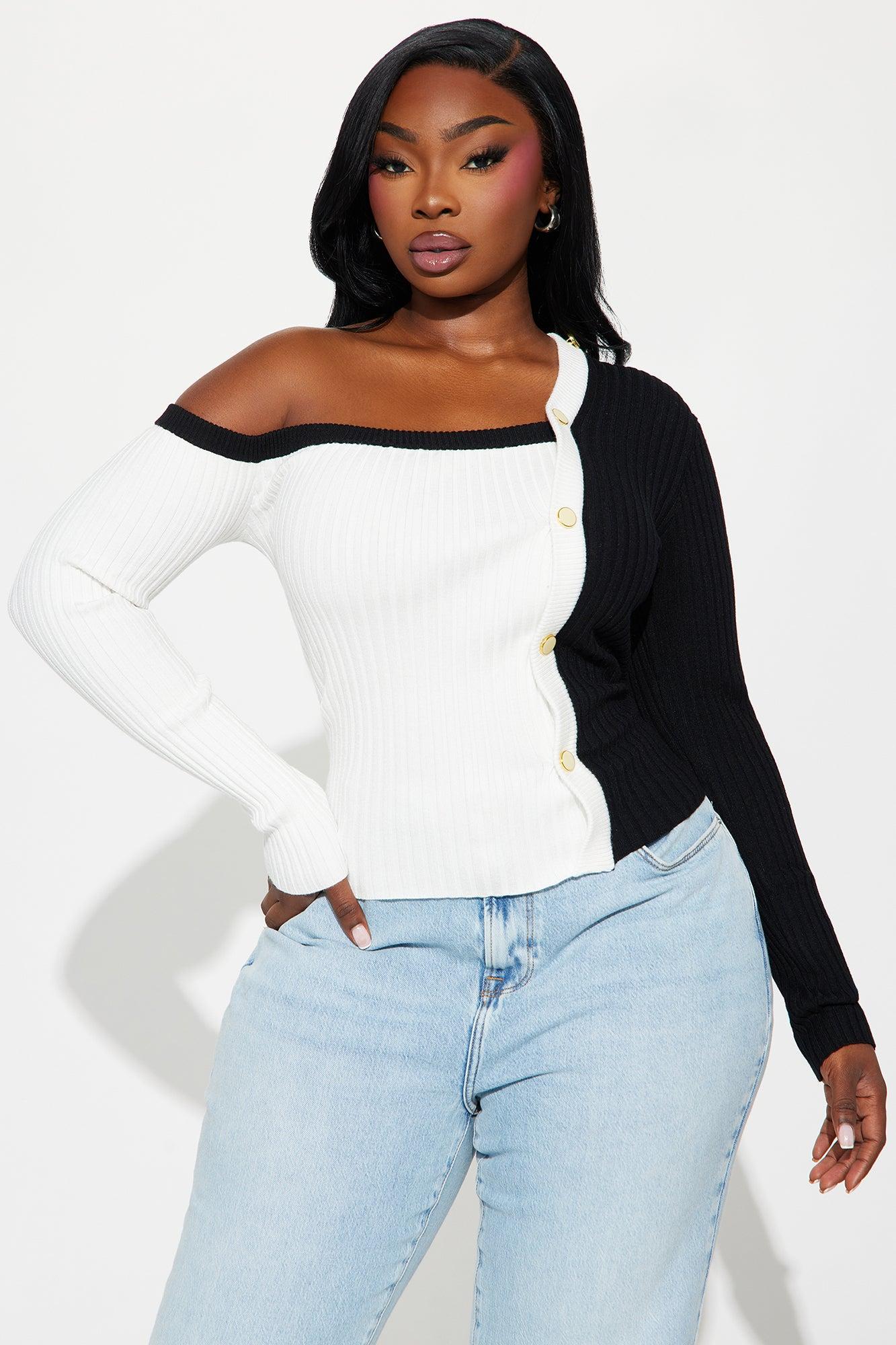 Time And A Place Color Block Sweater - Black/White Female Product Image