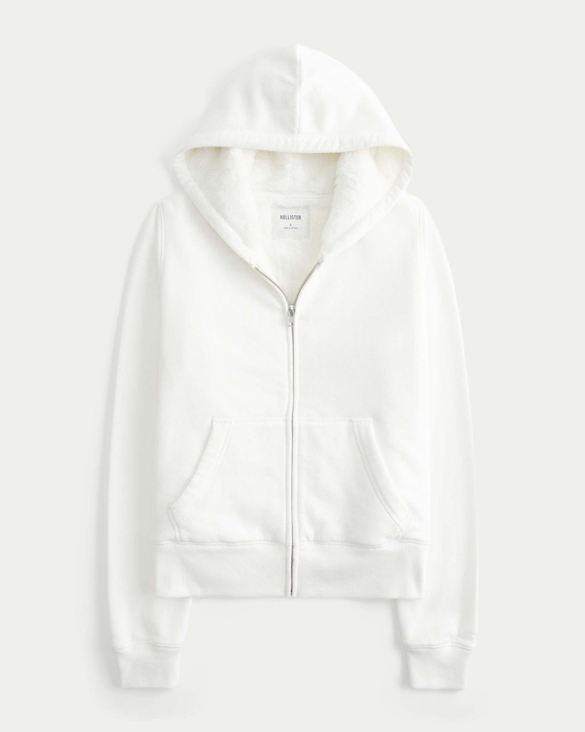 Faux Fur-Lined Zip-Up Hoodie Product Image