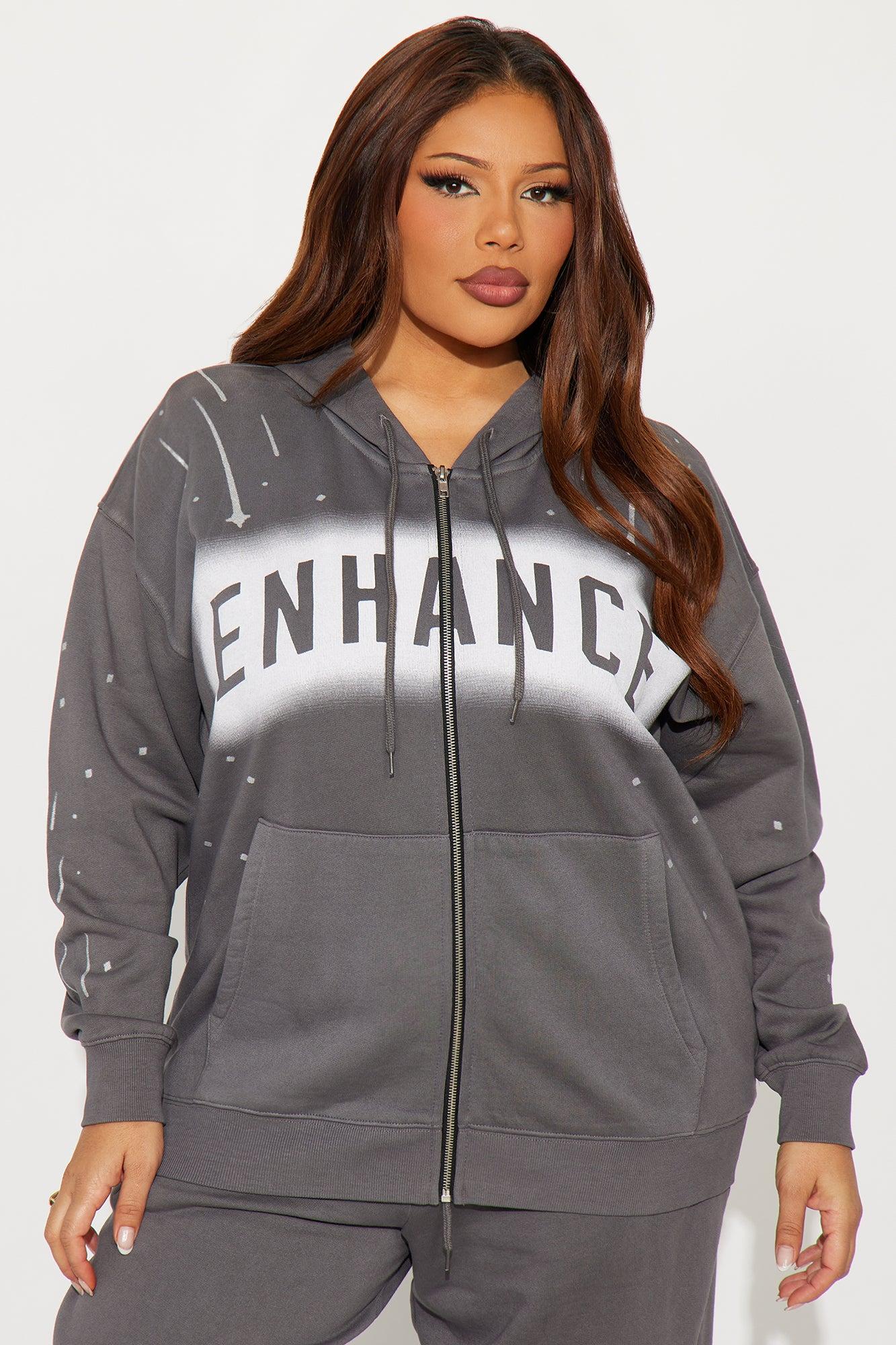 Enhance Vibe Washed Fleece Pant Set - Black Female Product Image