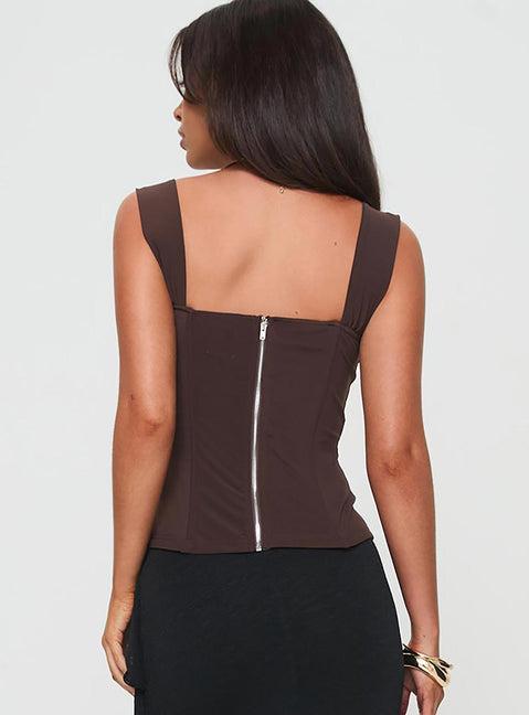 Kyrie Longline Corset Top Brown Product Image