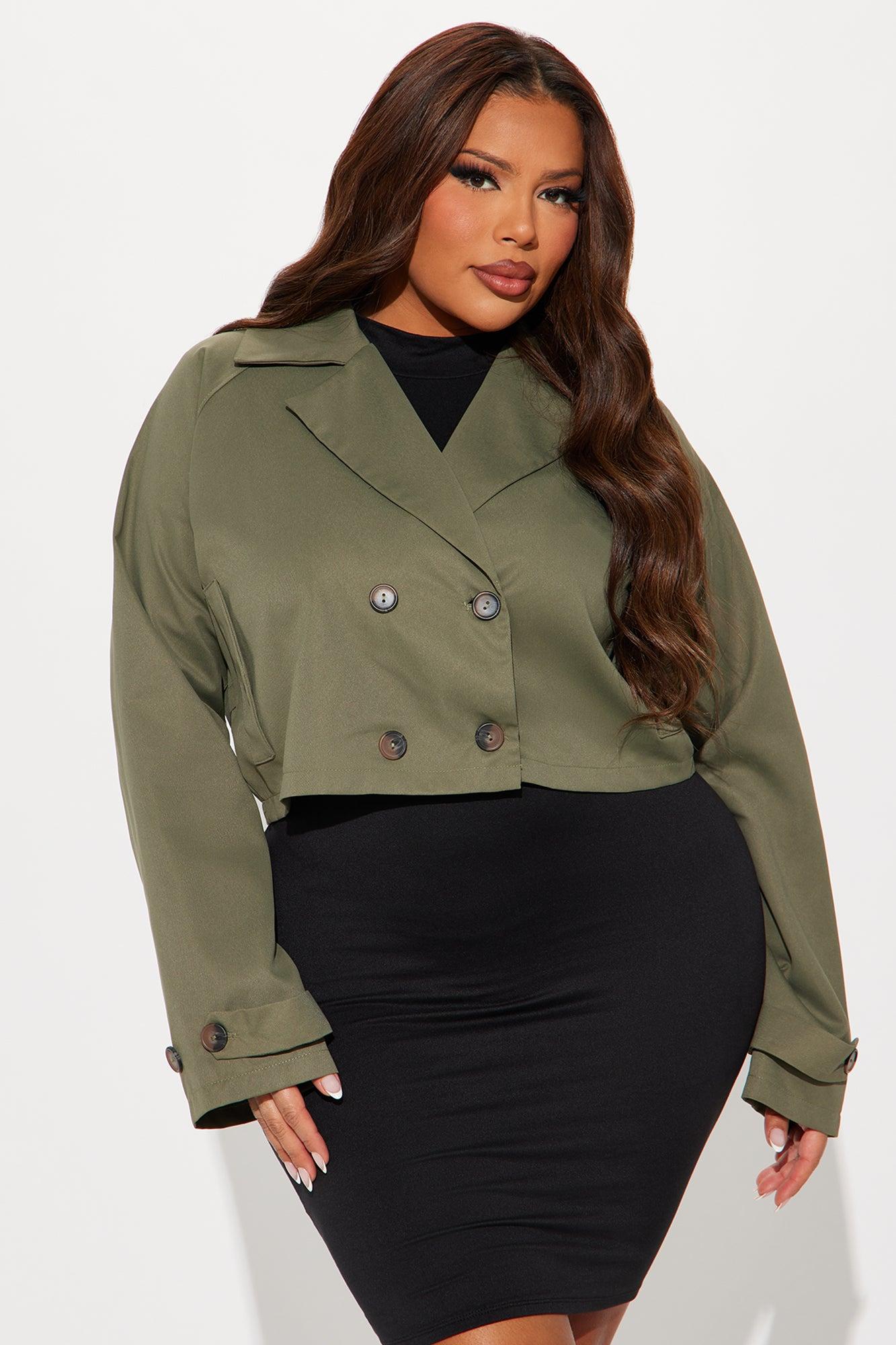 Rainy Days Cropped Trench - Olive Female Product Image