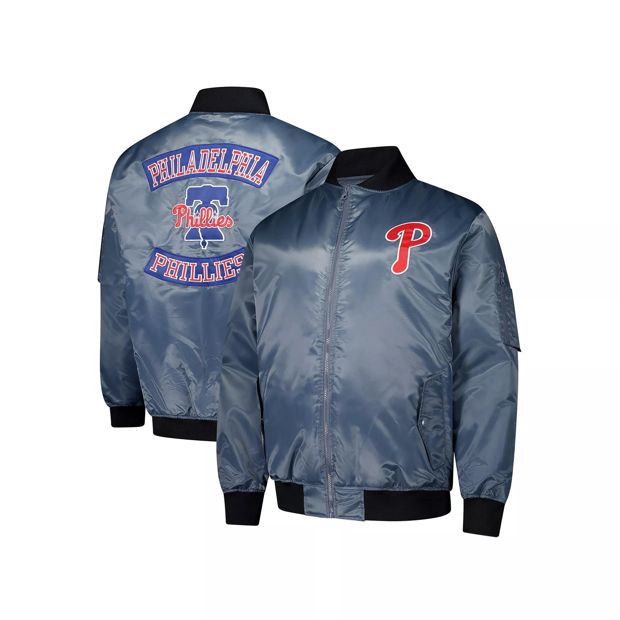 Men's Profile Charcoal Philadelphia Phillies Big & Tall Full-Zip Bomber Jacket,  Product Image