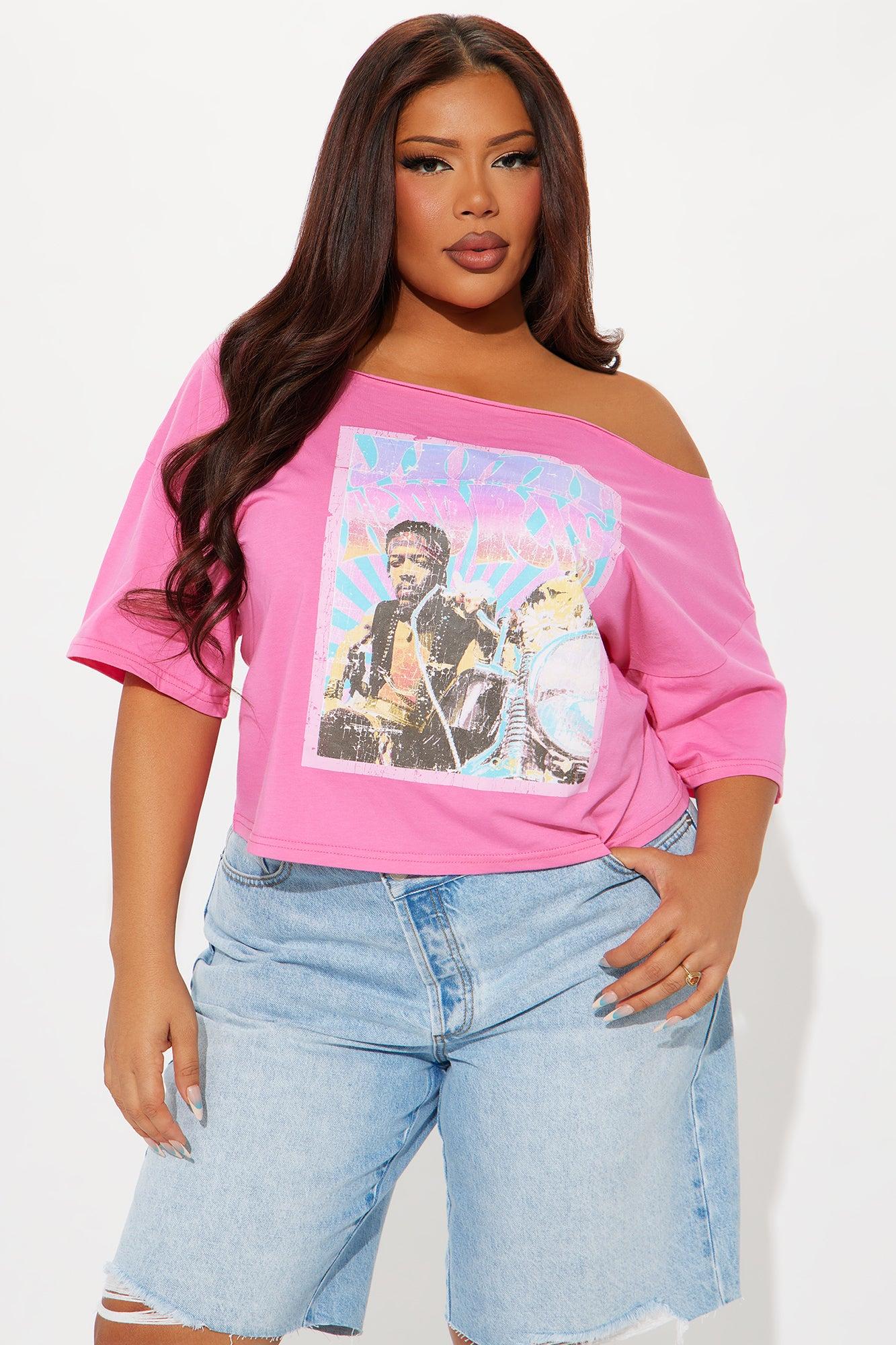 Jimi Hendrix Off Shoulder Top - Pink Product Image