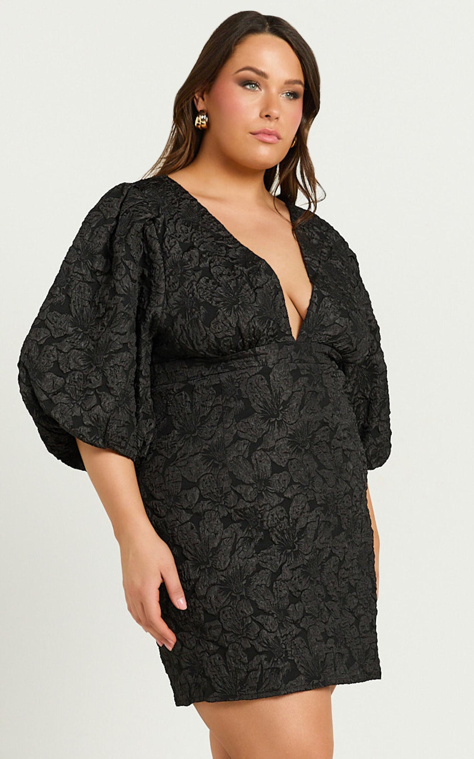 Miley Mini Dress - V Neck Bodycon Dress in Black Product Image