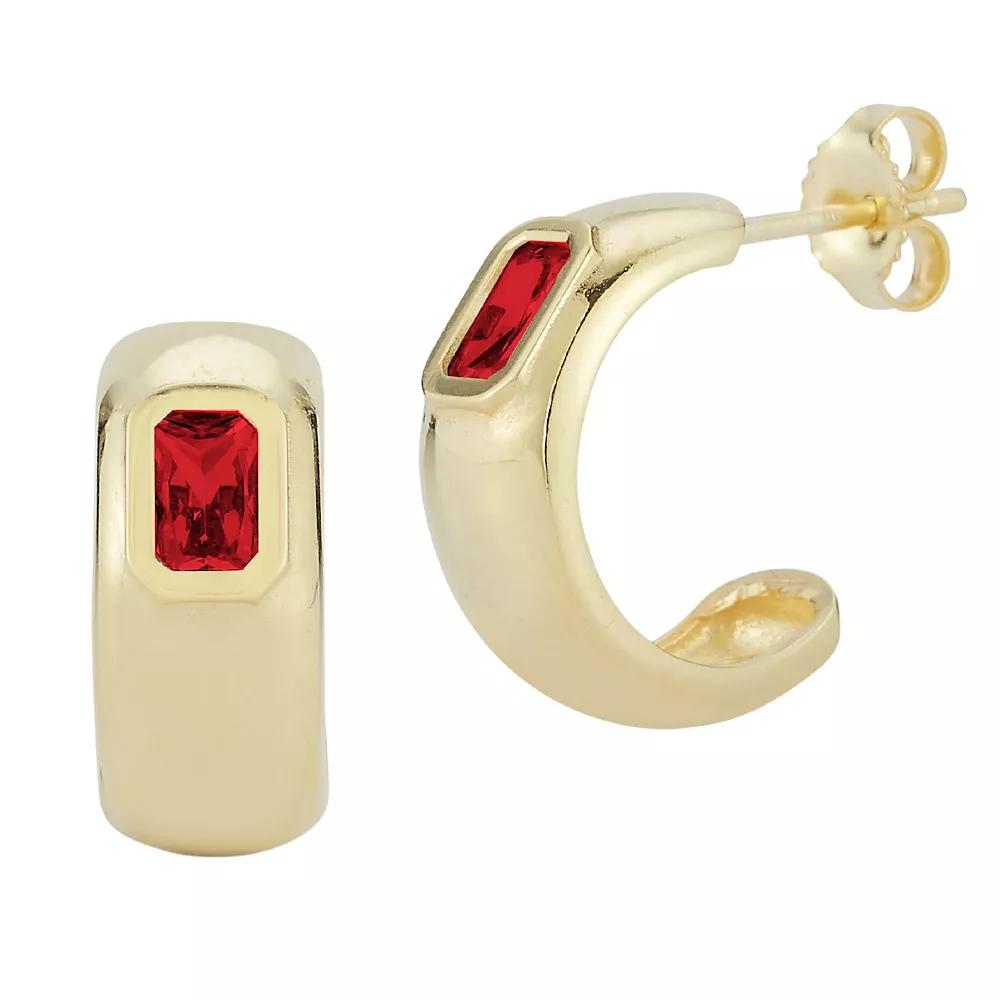 Sunkissed Sterling 14k Gold Over Silver Cubic Zirconia Hoop Earrings, Womens, Gold Tone Red Product Image