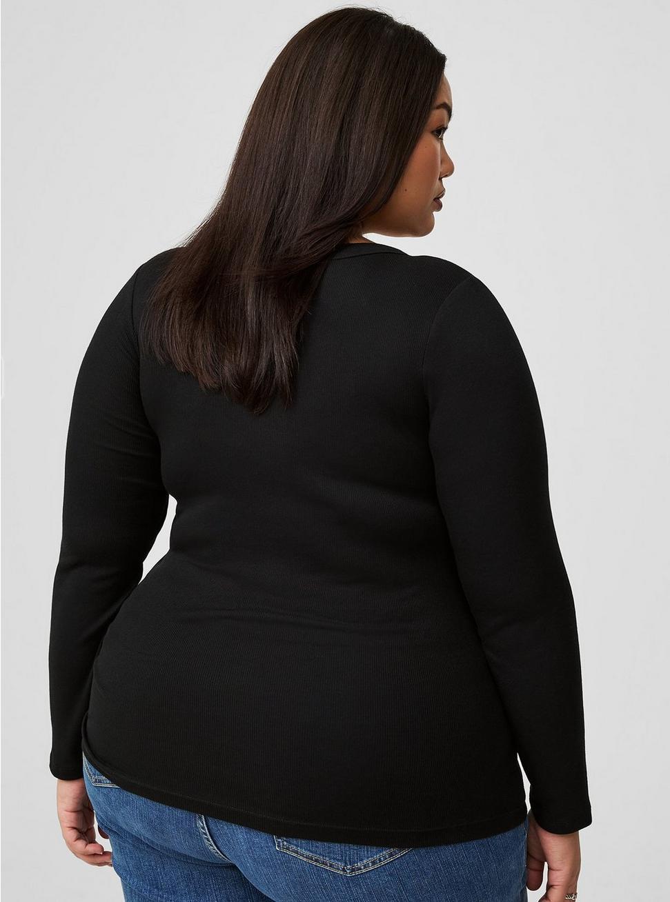 Ribbed V-Neck Long Sleeve Top Product Image