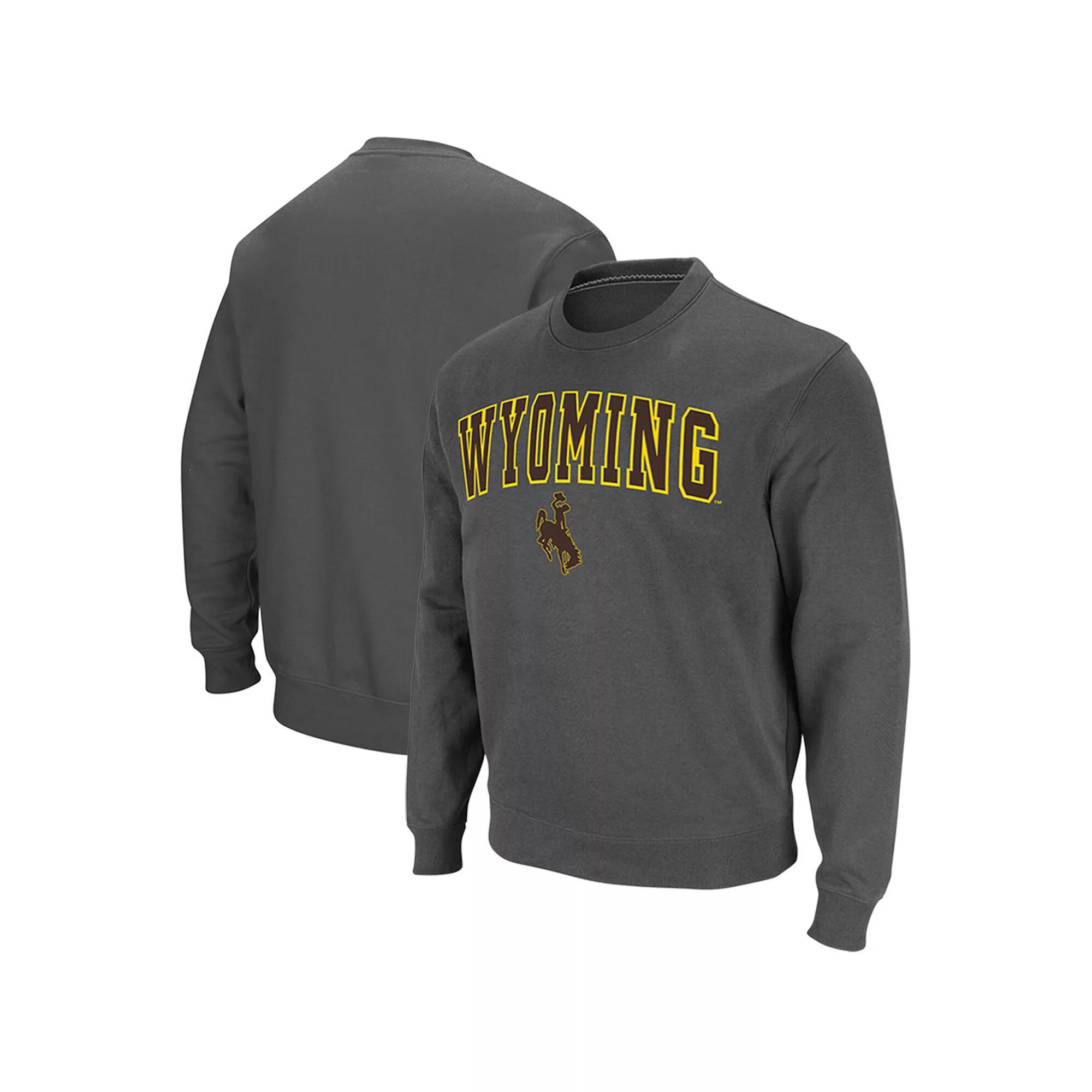 Men's Colosseum Charcoal Wyoming Cowboys Arch & Logo Tackle Twill Pullover Sweatshirt, Size: XL, Wyo Charco Product Image