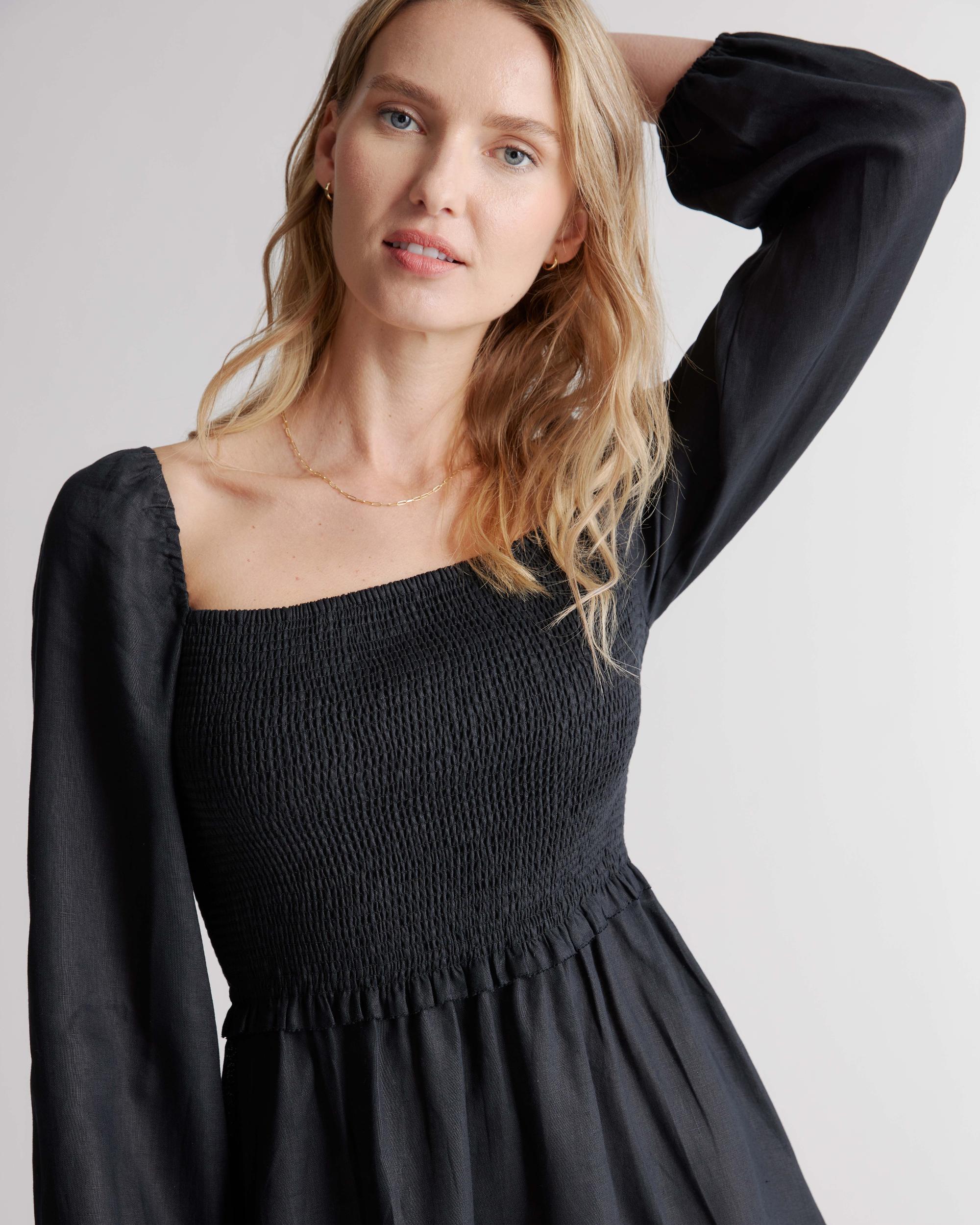 Quince | Women's 100% European Linen Smocked Mini Dress Product Image