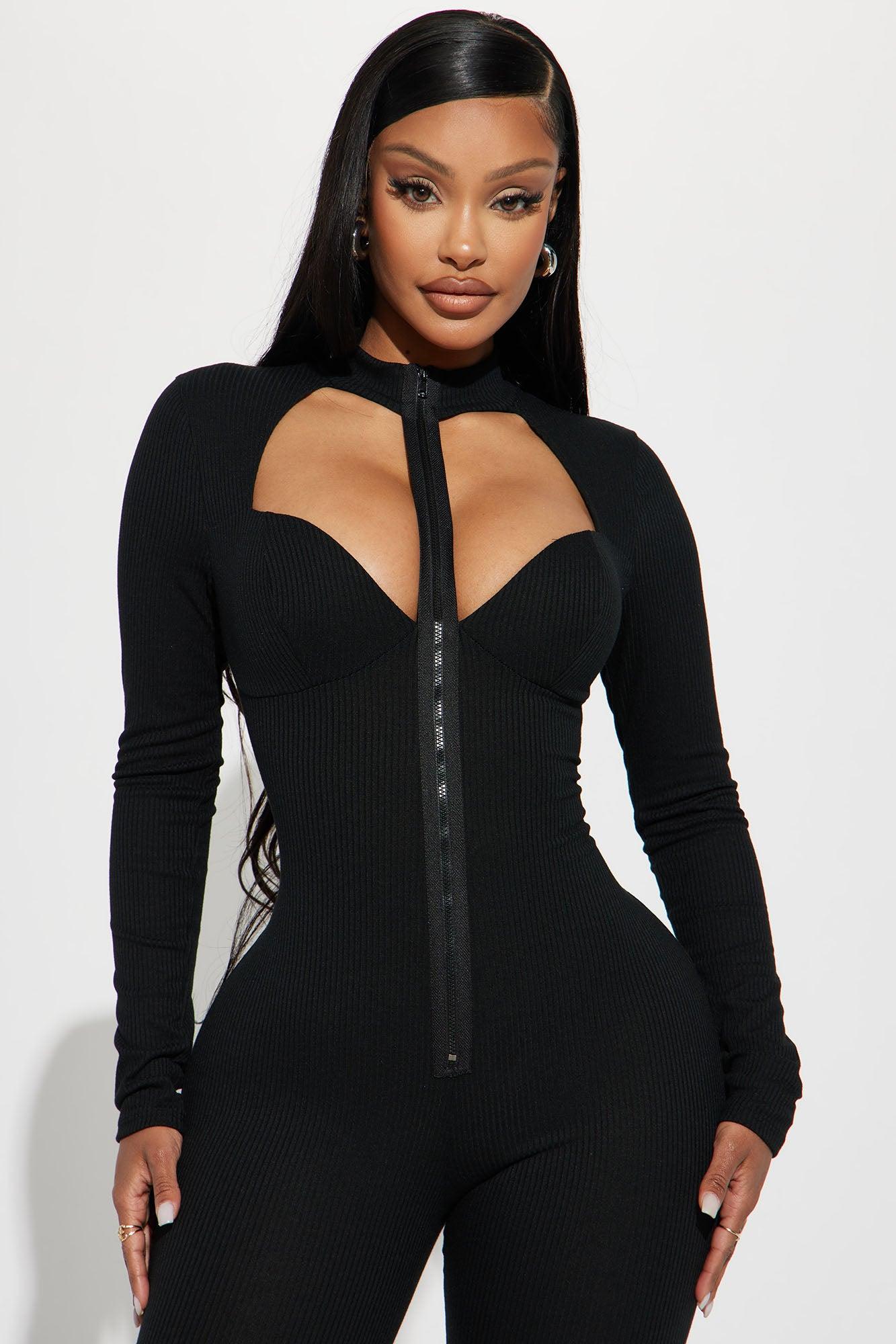Harlow Heavy Ribbed Jumpsuit - Black Product Image