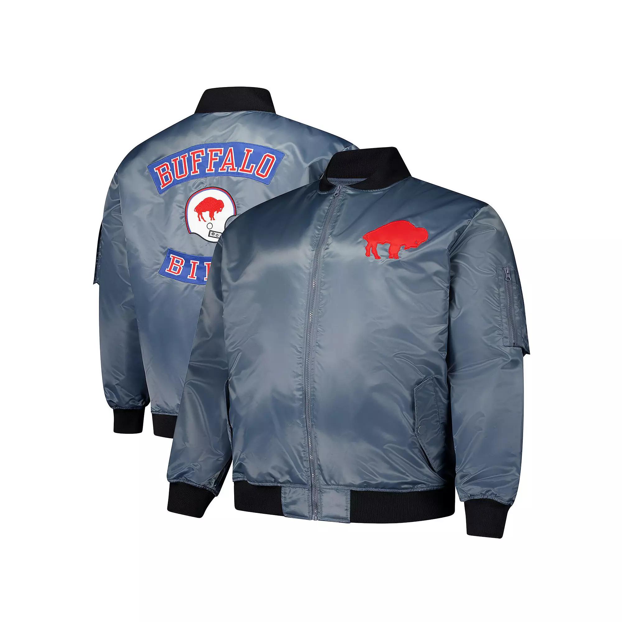Mens Mitchell & Ness Charcoal Buffalo Bills Big & Tall Bomber Full-Zip Jacket Product Image