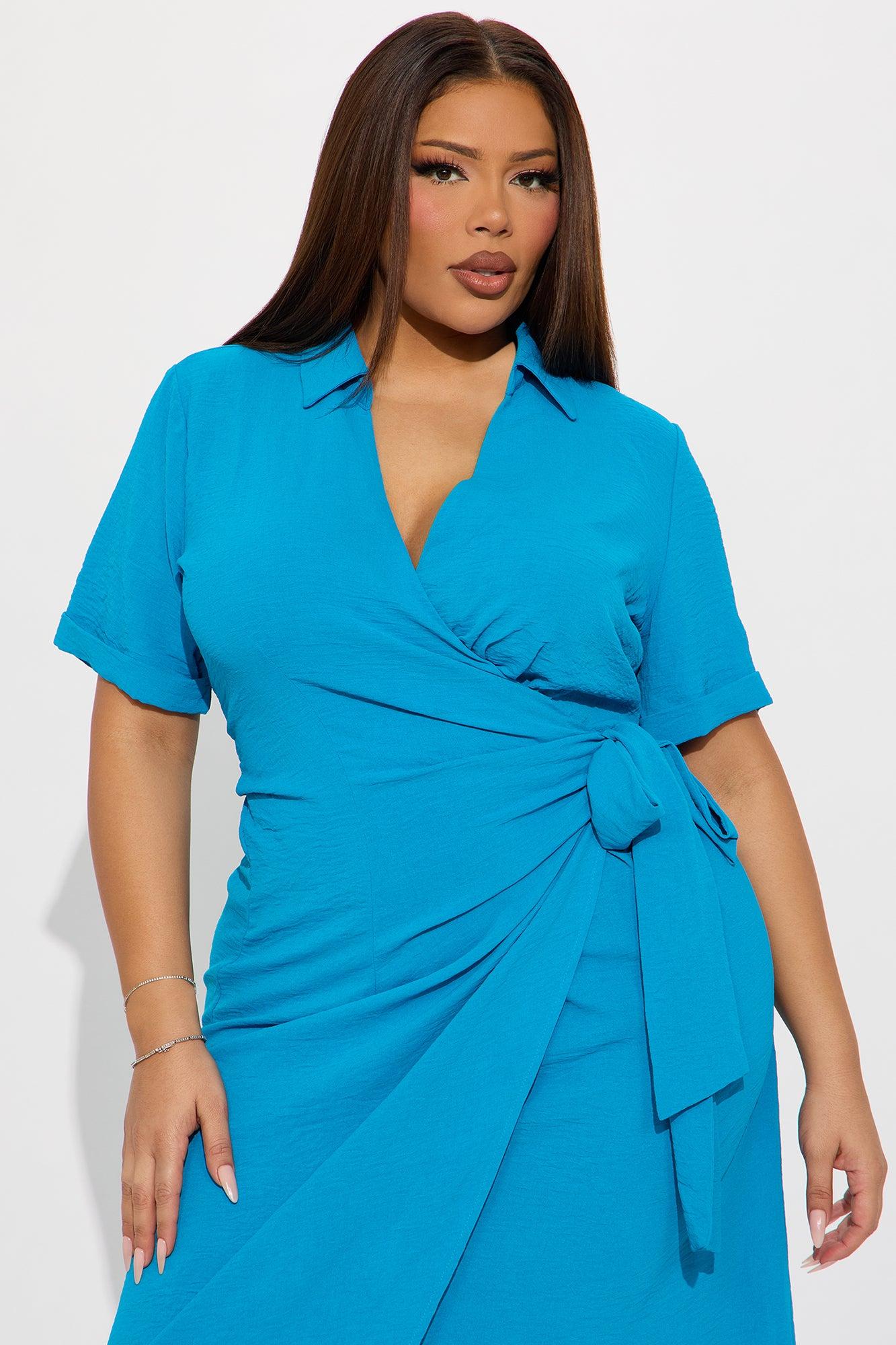 Nina Surplice Maxi Dress - Blue Product Image