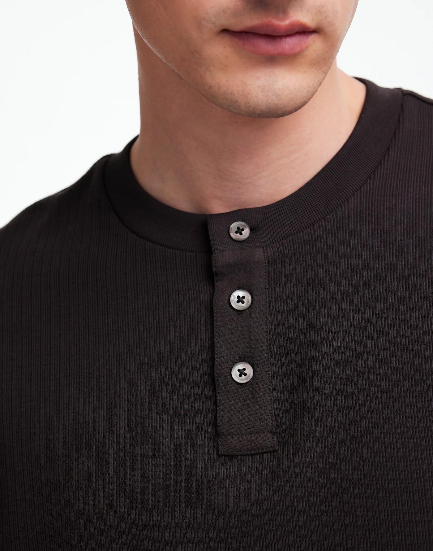 Textured Long-Sleeve Henley Tee Product Image