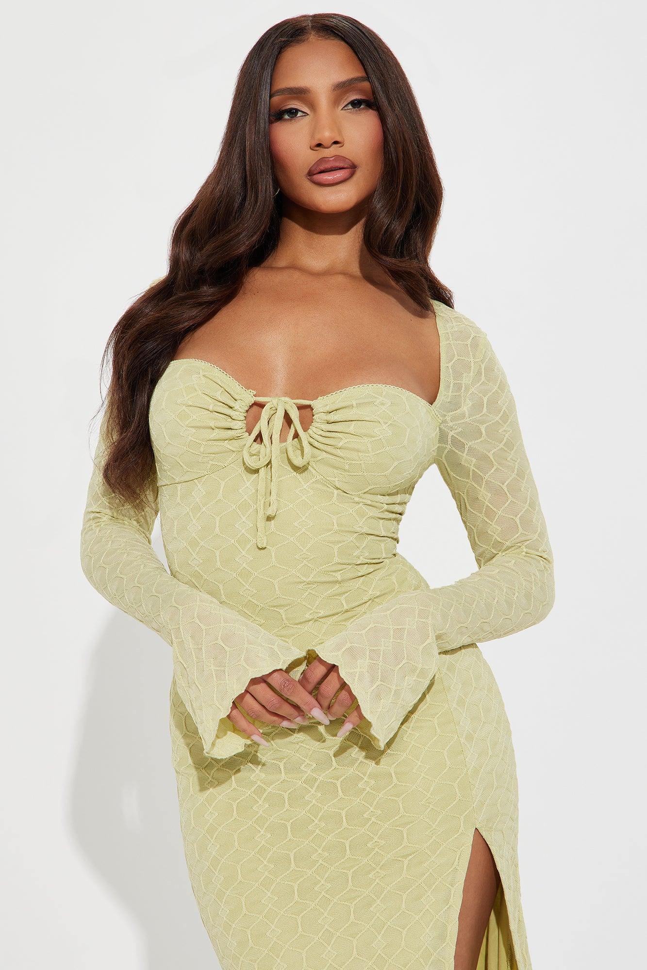 Elsa Textured Midi Dress - Sage Product Image