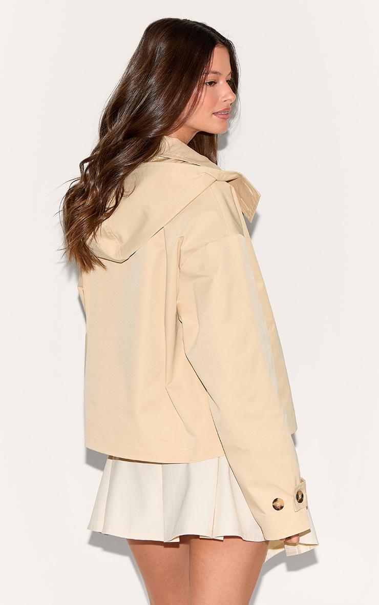 Beige Hooded Zip Up Trench Product Image