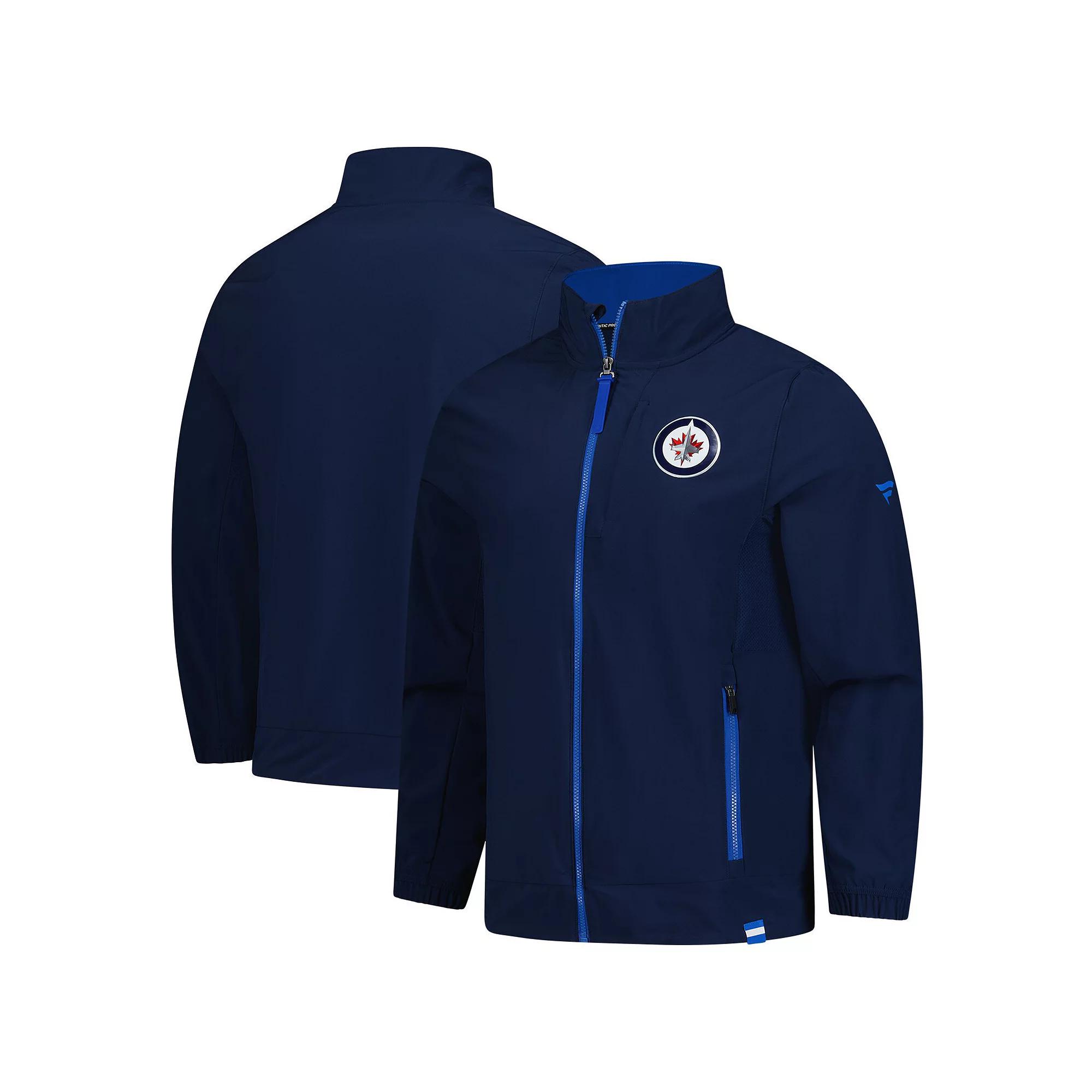 Men's Fanatics  Navy Winnipeg Jets Authentic Pro Rink Coaches Full-Zip Jacket, Size: XL, Jts Blue Product Image