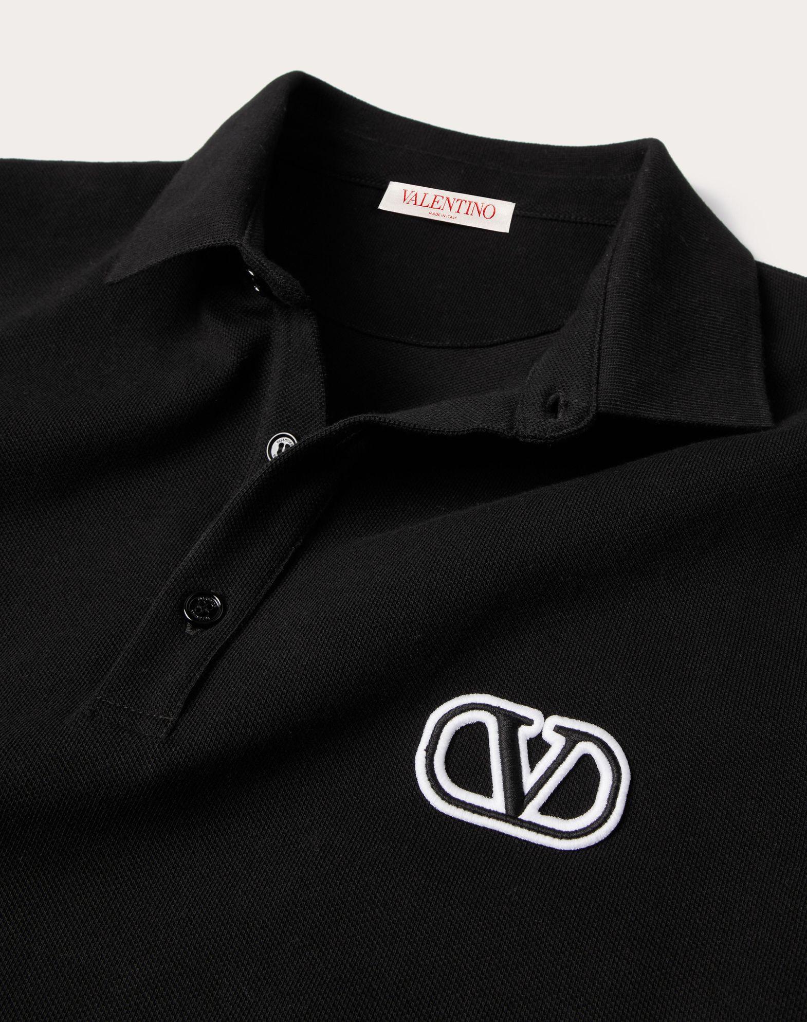Cotton Piqué Polo Shirt With Vlogo Signature Patch Product Image