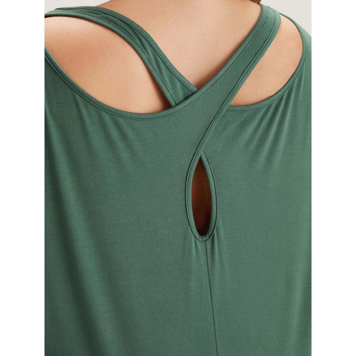 Plus Size Supersoft Essentials Plain Batwing Sleeve Cut Out T-shirt Emerald Women Elegant Plain Plain Round Neck Dailywear T-shirts BloomChic 26/4X Product Image