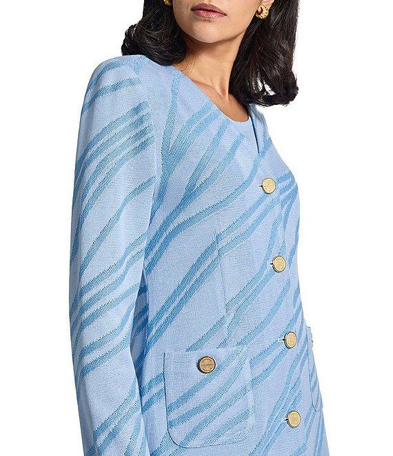 MISOOK Abstract Knit V-Neck Long Sleeve Jacket Product Image