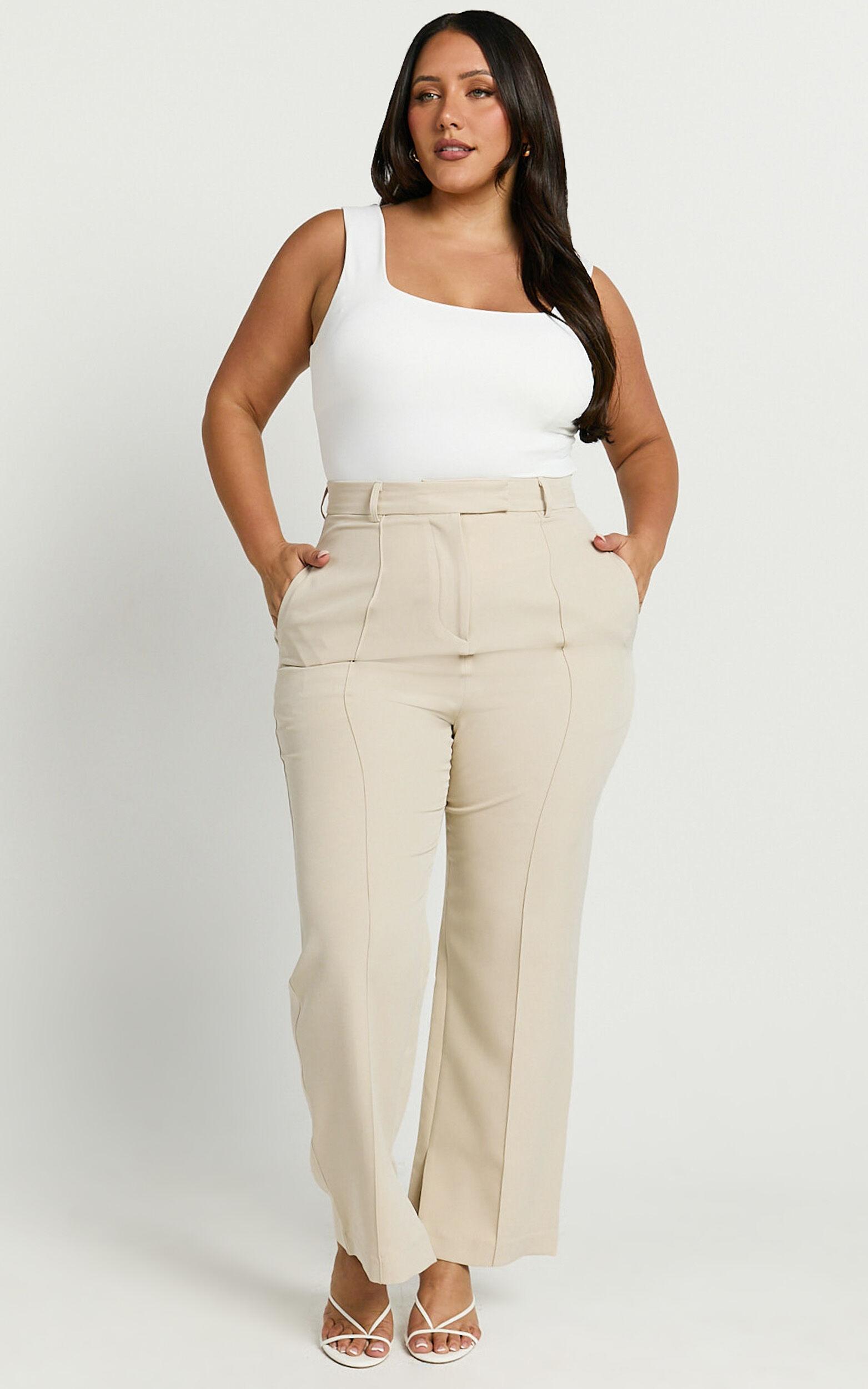 Rogers Pants - High Waisted Pants in Beige Product Image