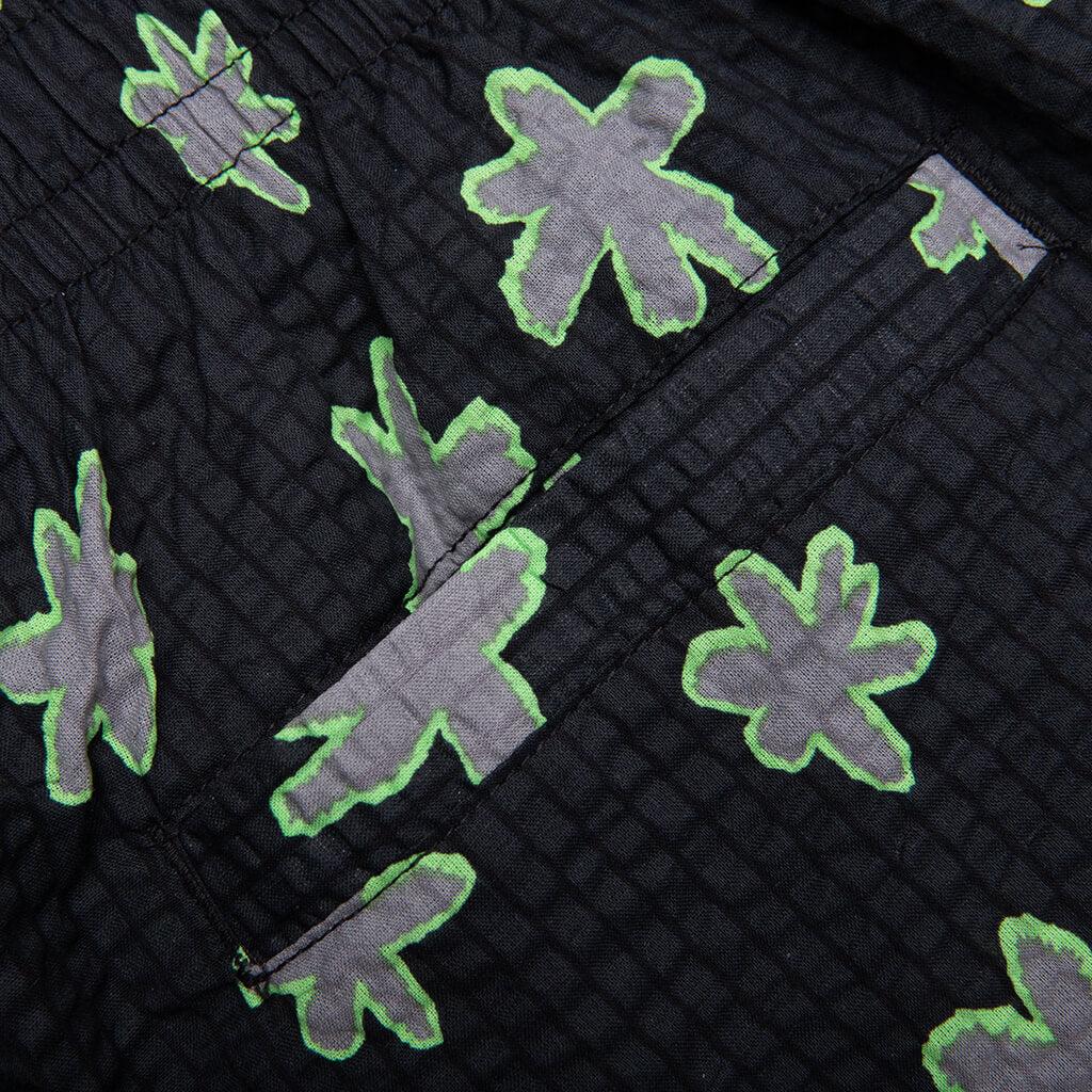 Floral Seersucker Shorts - Black Male Product Image