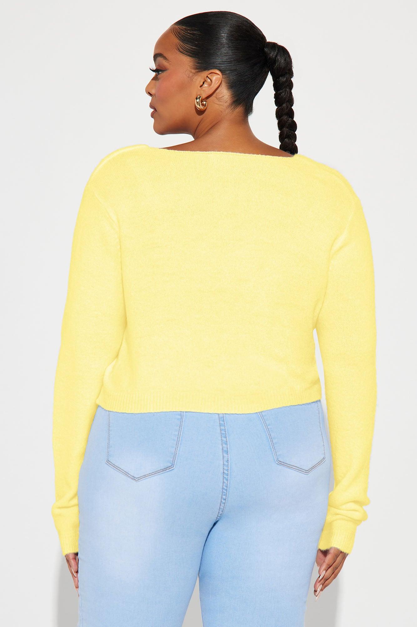 Albyn Cropped Cardigan Sweater - Yellow Female Product Image
