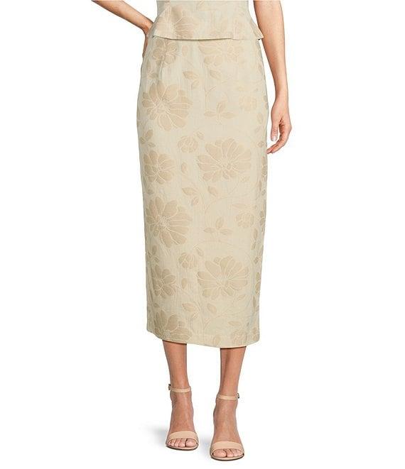 Alex Marie Kennedy Cotton Jacquard Midi Pencil Skirt Product Image