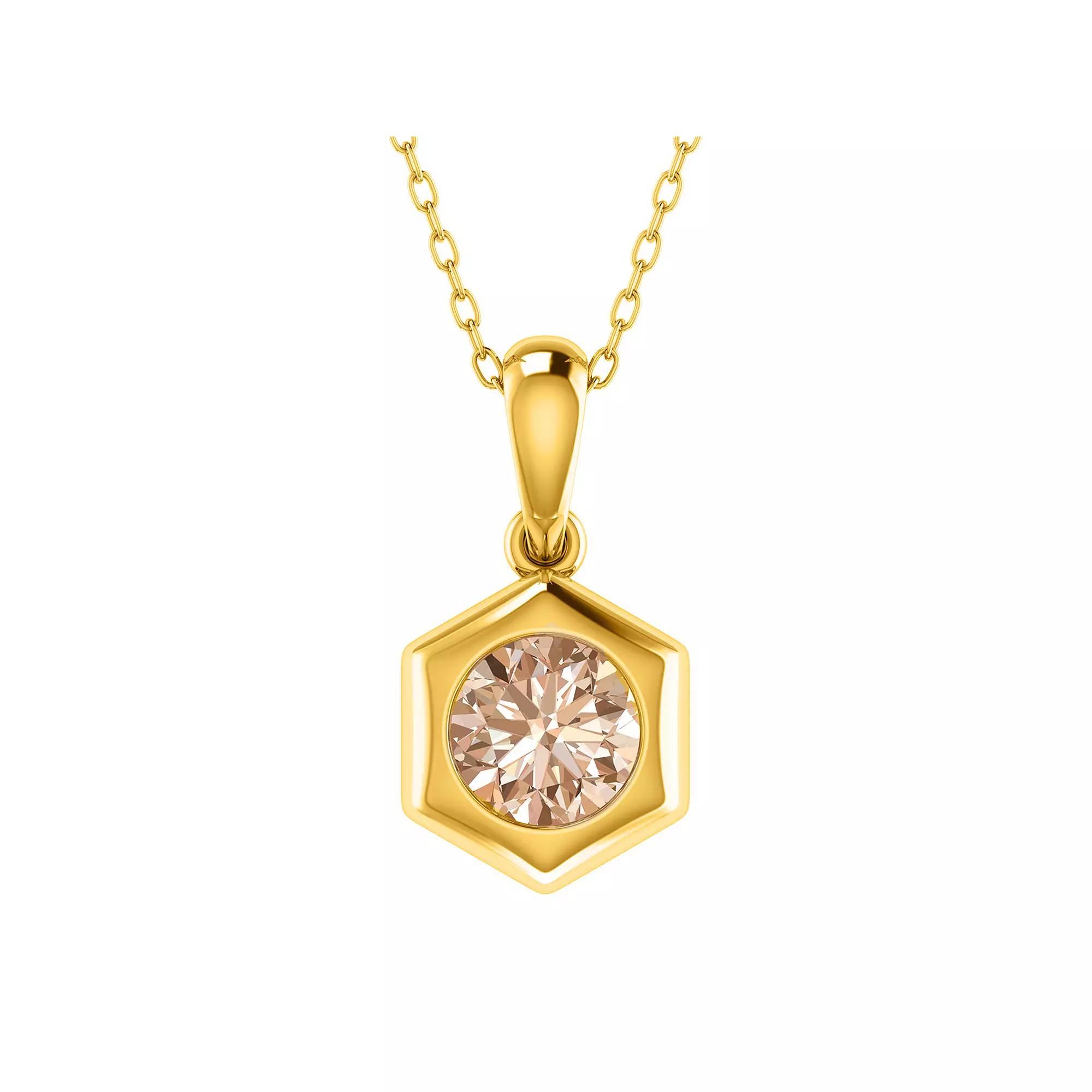 14k Gold 1 Carat T.W. Champagne Diamond Solitaire Pendant Necklace, Women's, Size: 18" Product Image