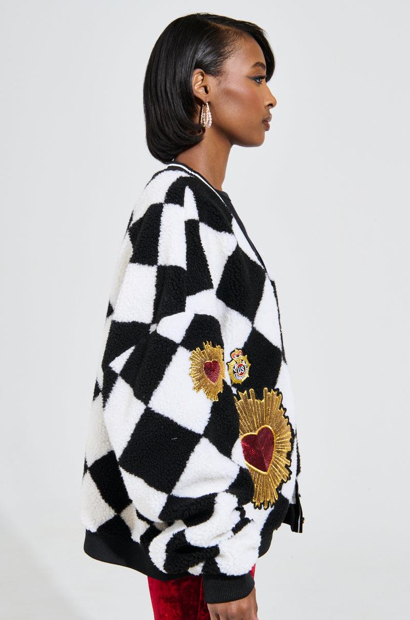 TEDDY BEAR CUTE CHECKERED BUTTON DOWN CARDIGAN Product Image