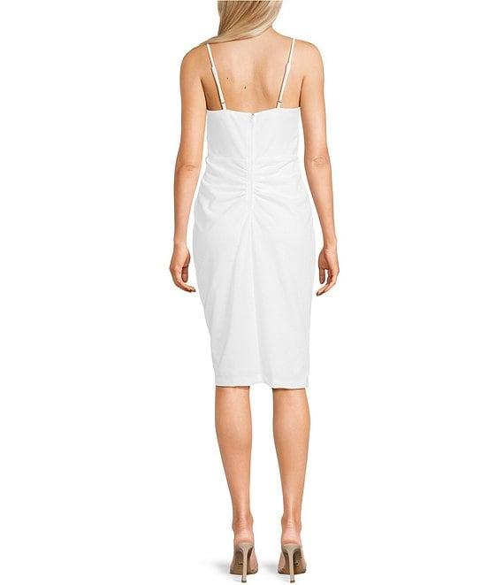 Pear Culture Scuba Crepe Cutout Side Slit Knee Length Dress Product Image