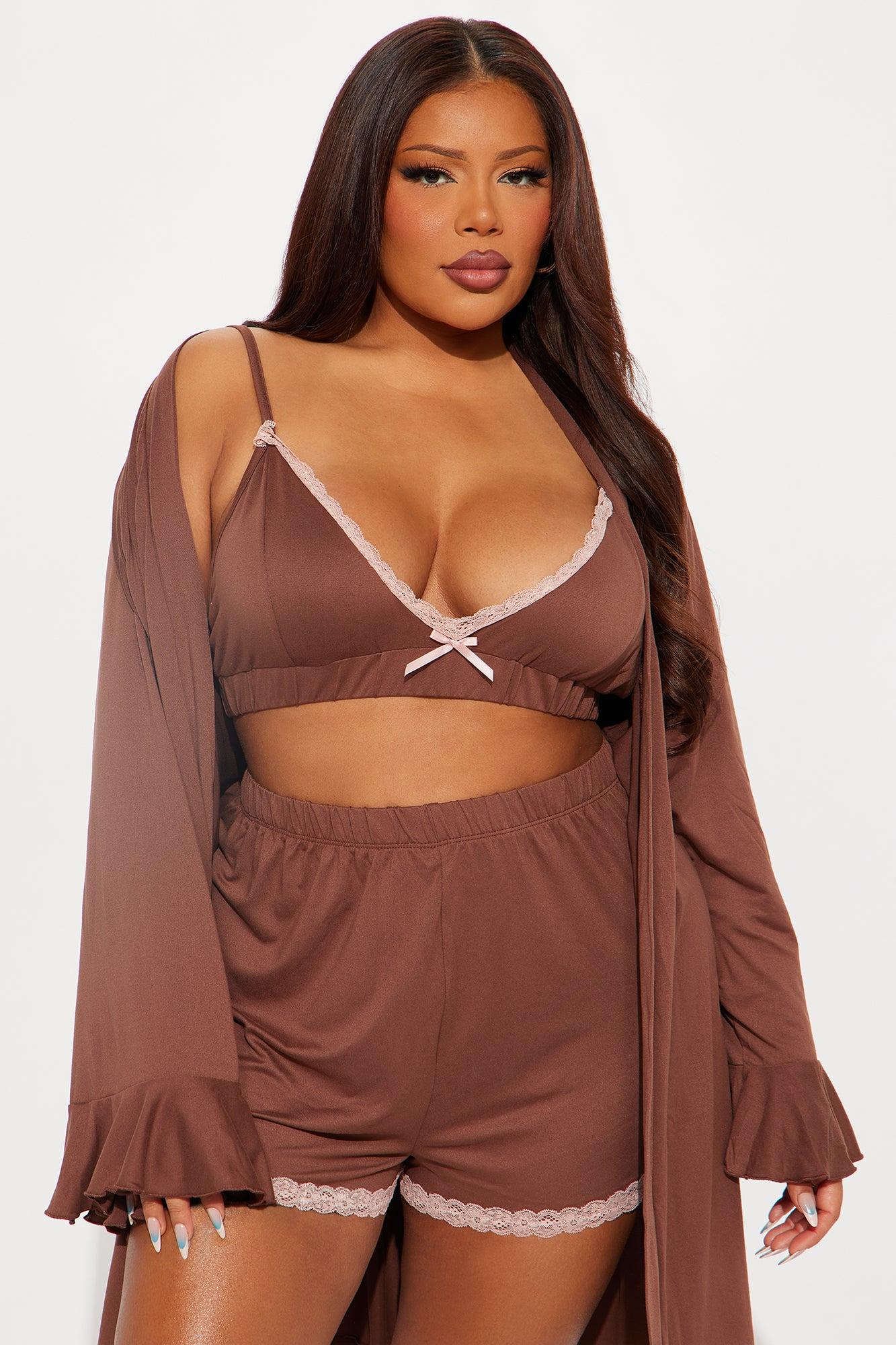 In Bed All Day PJ Robe Set - Chocolate Female Product Image