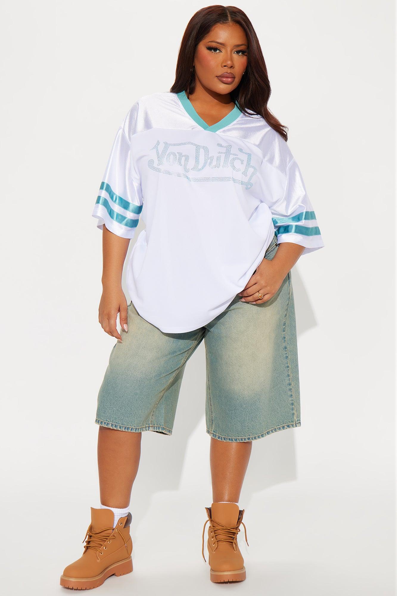 Von Dutch Rhinestone Jersey Tee - White/combo Product Image