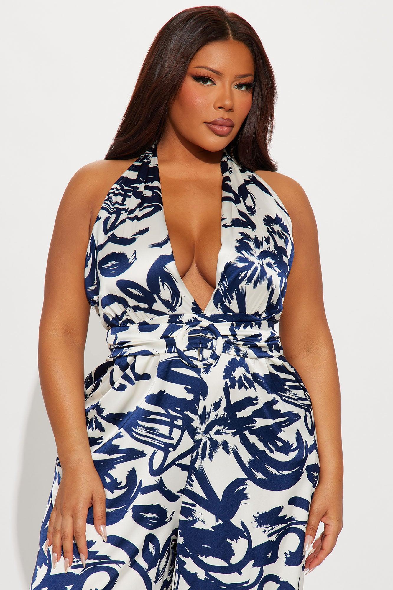 Ocean Rendezvous Satin Jumpsuit  - Blue/combo Product Image