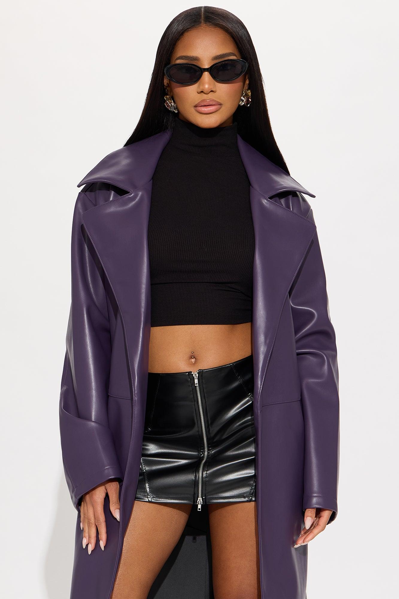 Undercover Lover Faux Leather Coat - Plum Female Product Image