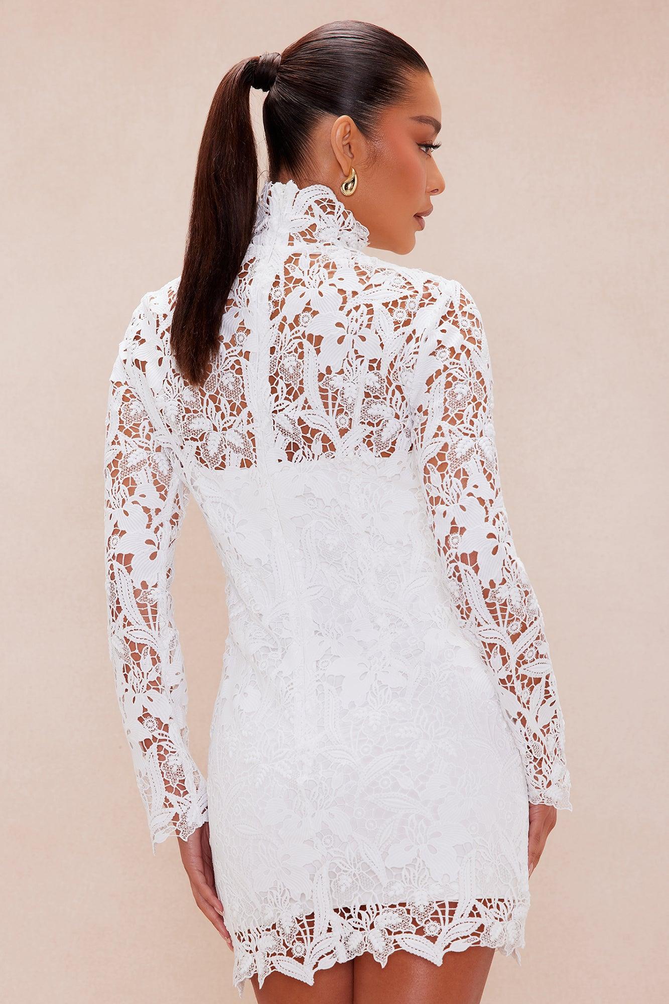 Josie Embroidered Mini Dress - White Product Image