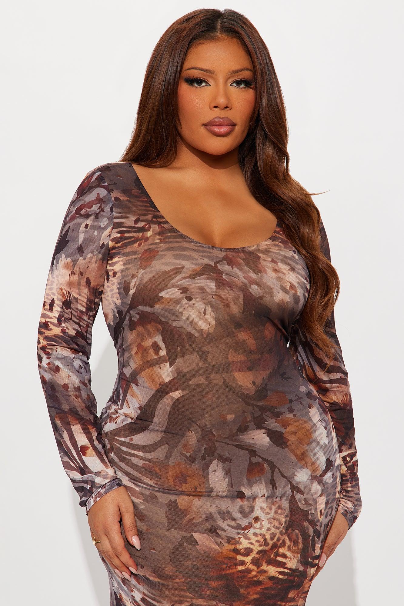 Joani Mesh Maxi Dress - Brown/combo Female Product Image