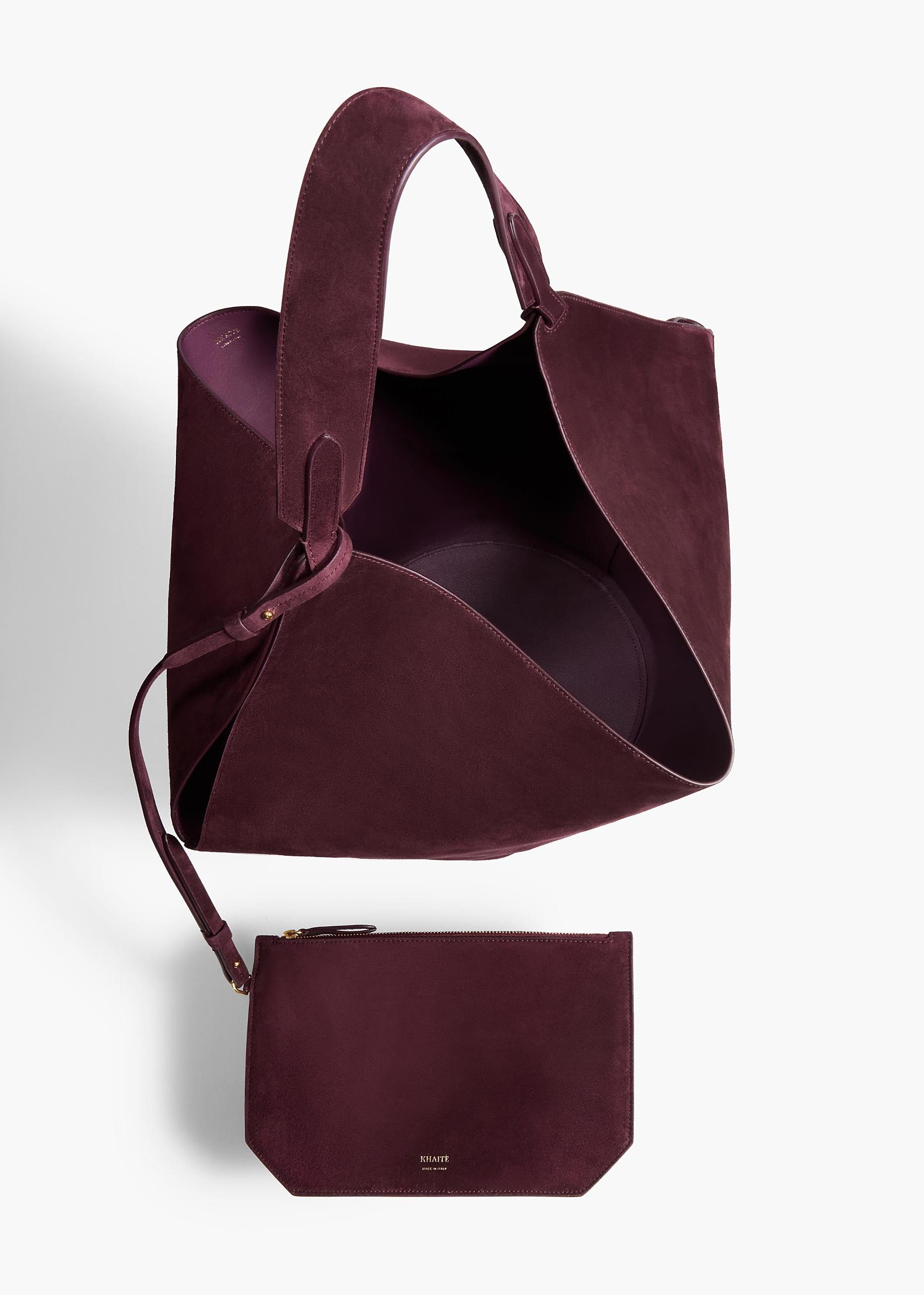 Medium Lotus Tote in Rouge Noir Suede Product Image