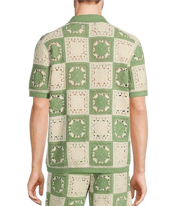 Murano From The Garden Collection Floral Check Snit Short Sleeve Woven Camp Collar Shirt Product Image