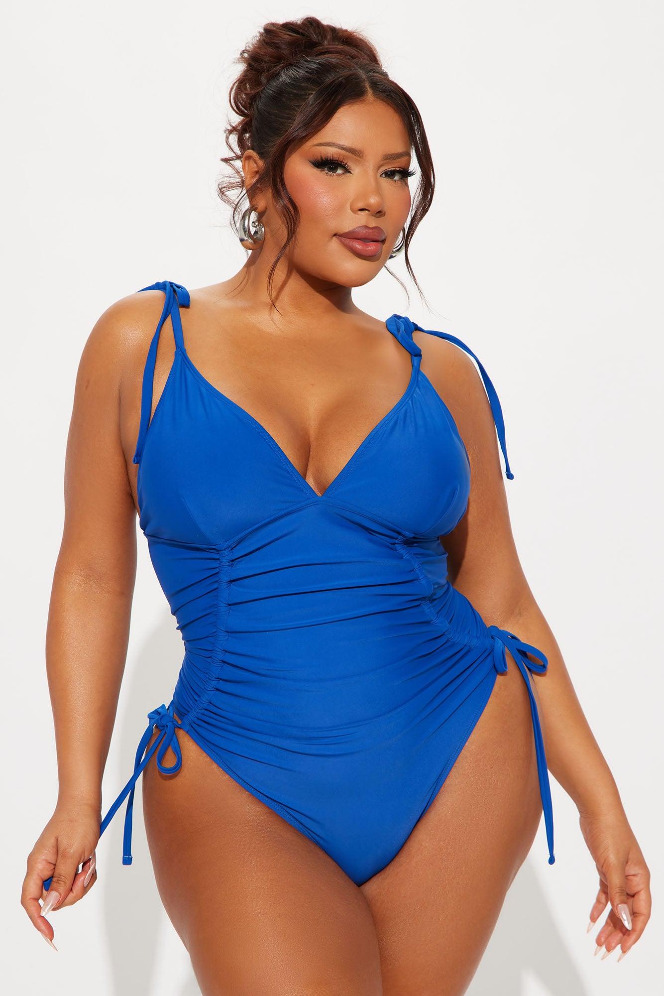 Kayla Ruched 1 Piece Swimsuit - Blue Product Image