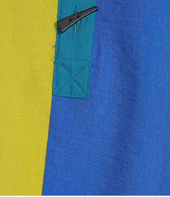 Ali Miles Color Block Point Collar 3/4 Cuff Sleeve Front Button Pop-Over Tunic Product Image