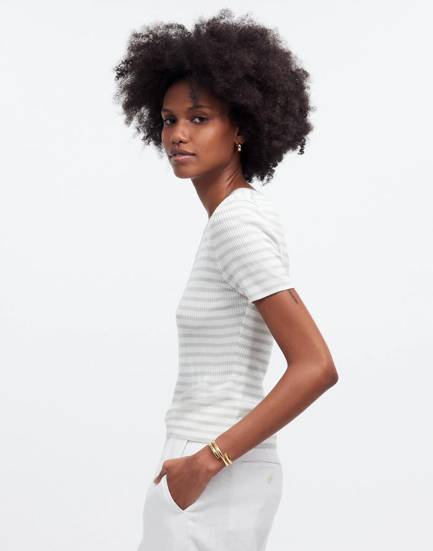 Micro-Rib Sweater Tee Product Image