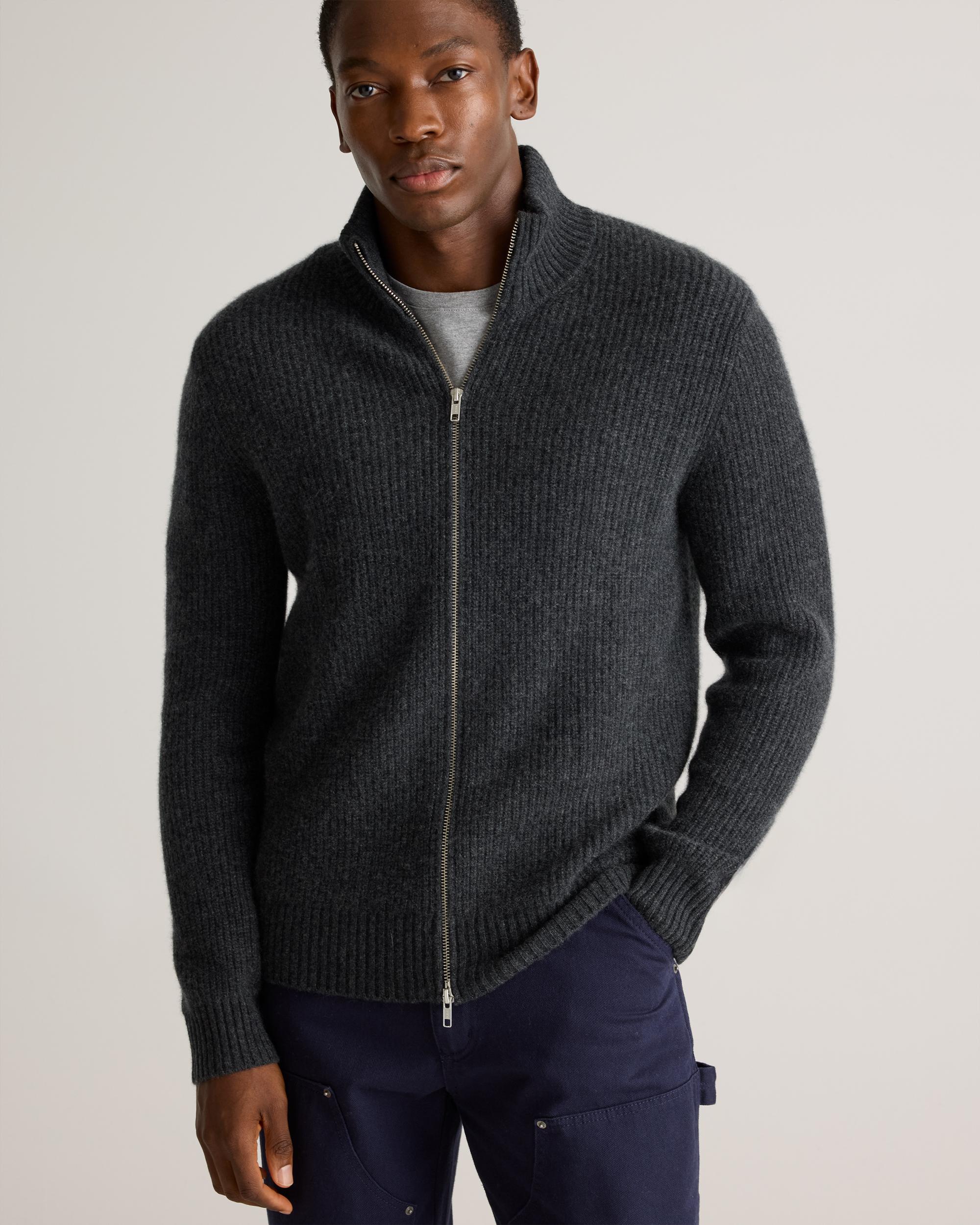 Quince | Men's Mongolian Cashmere Fisherman Full Zip Sweater Product Image