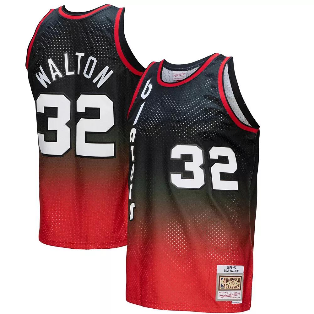 Men's Mitchell & Ness Bill Walton Red/Black Portland Trail Blazers 1976/77 Hardwood Classics Fadeaway Swingman Player Jersey,  Product Image