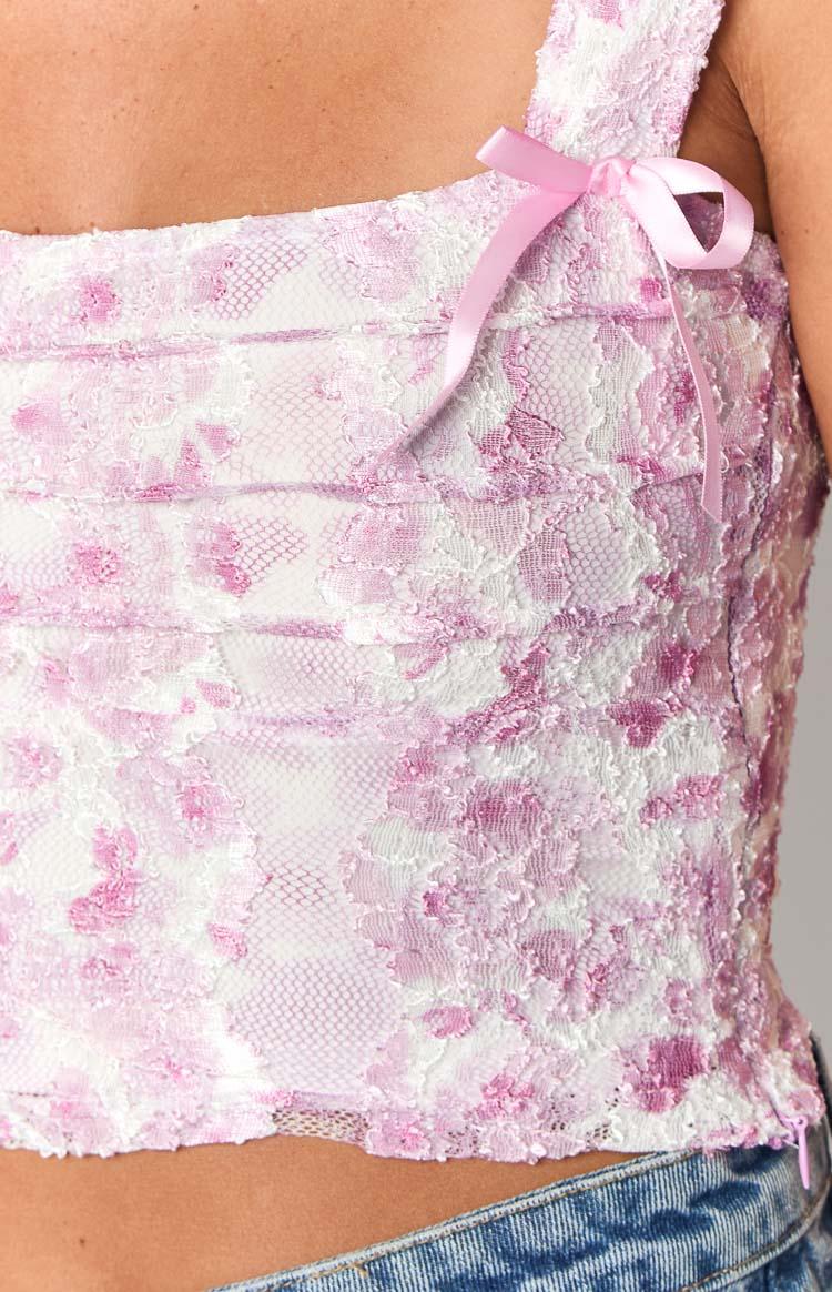 Vida Pink Lace Bow Top Baby Girls Product Image