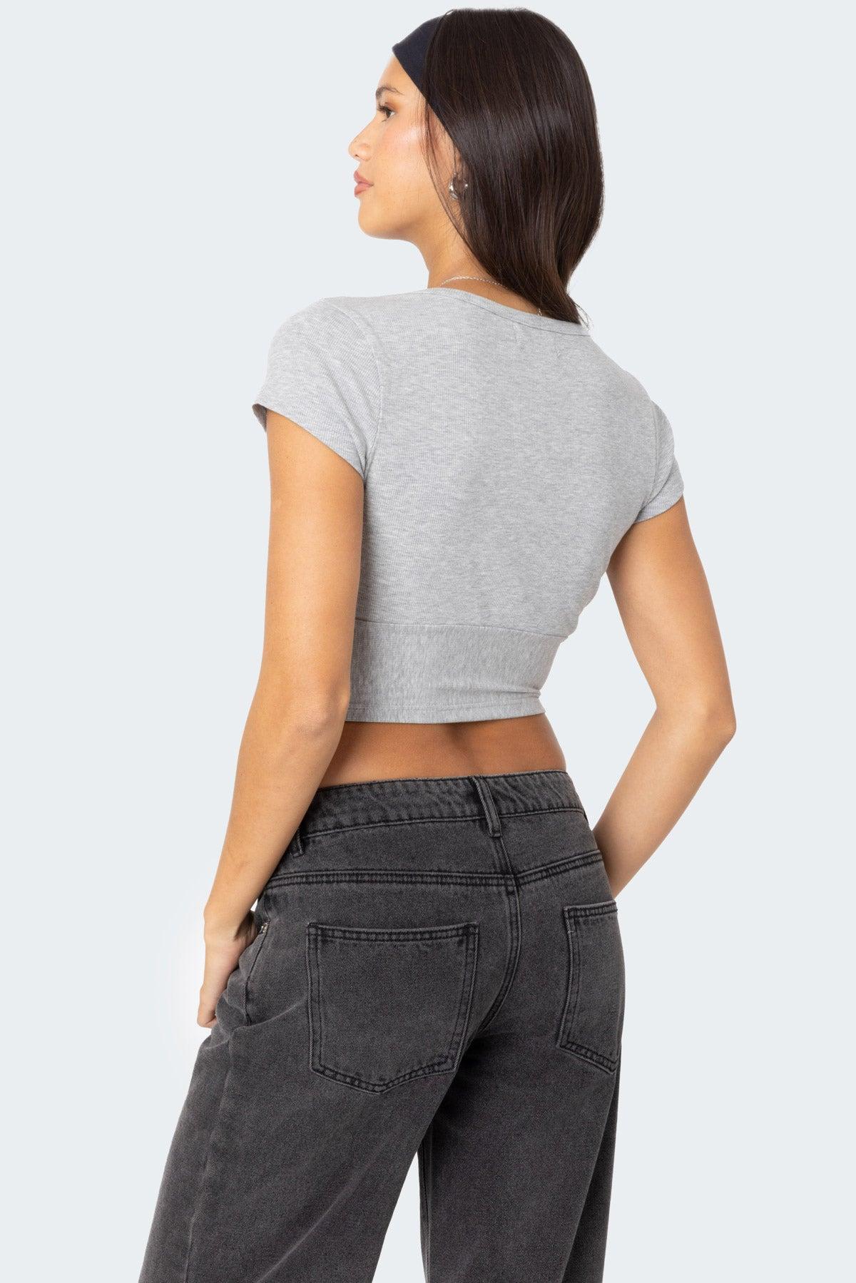 Deep V Neck Crop Top Product Image