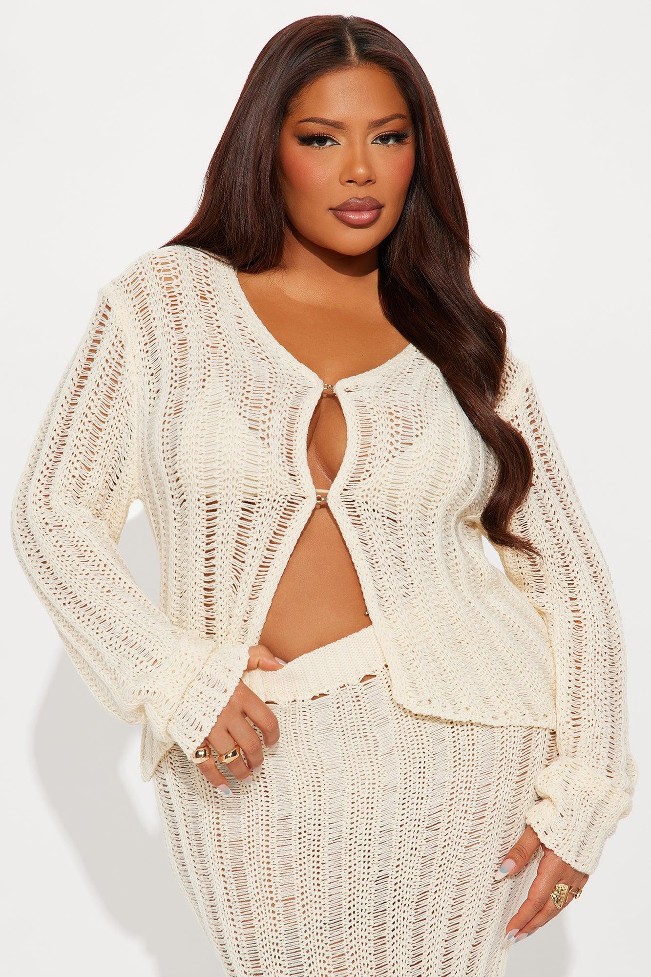 Seaside Serenity Crochet Maxi Skirt Set - Cream Female Product Image