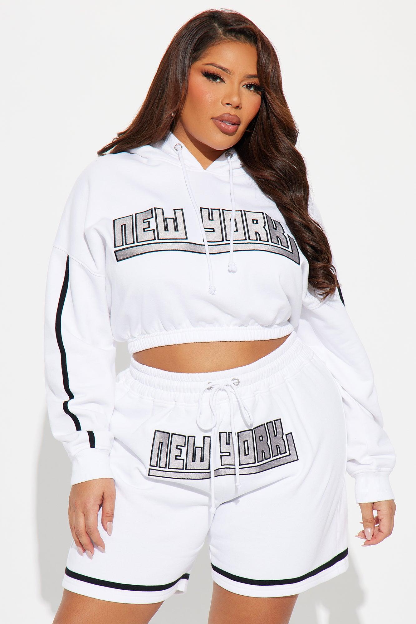 NY Fleece Short Set - White/Black Product Image