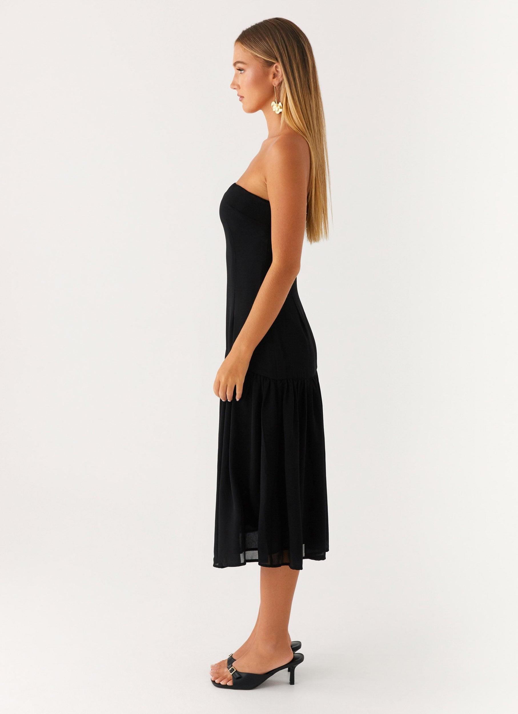 Imagination Strapless Midi Dress - Black Product Image