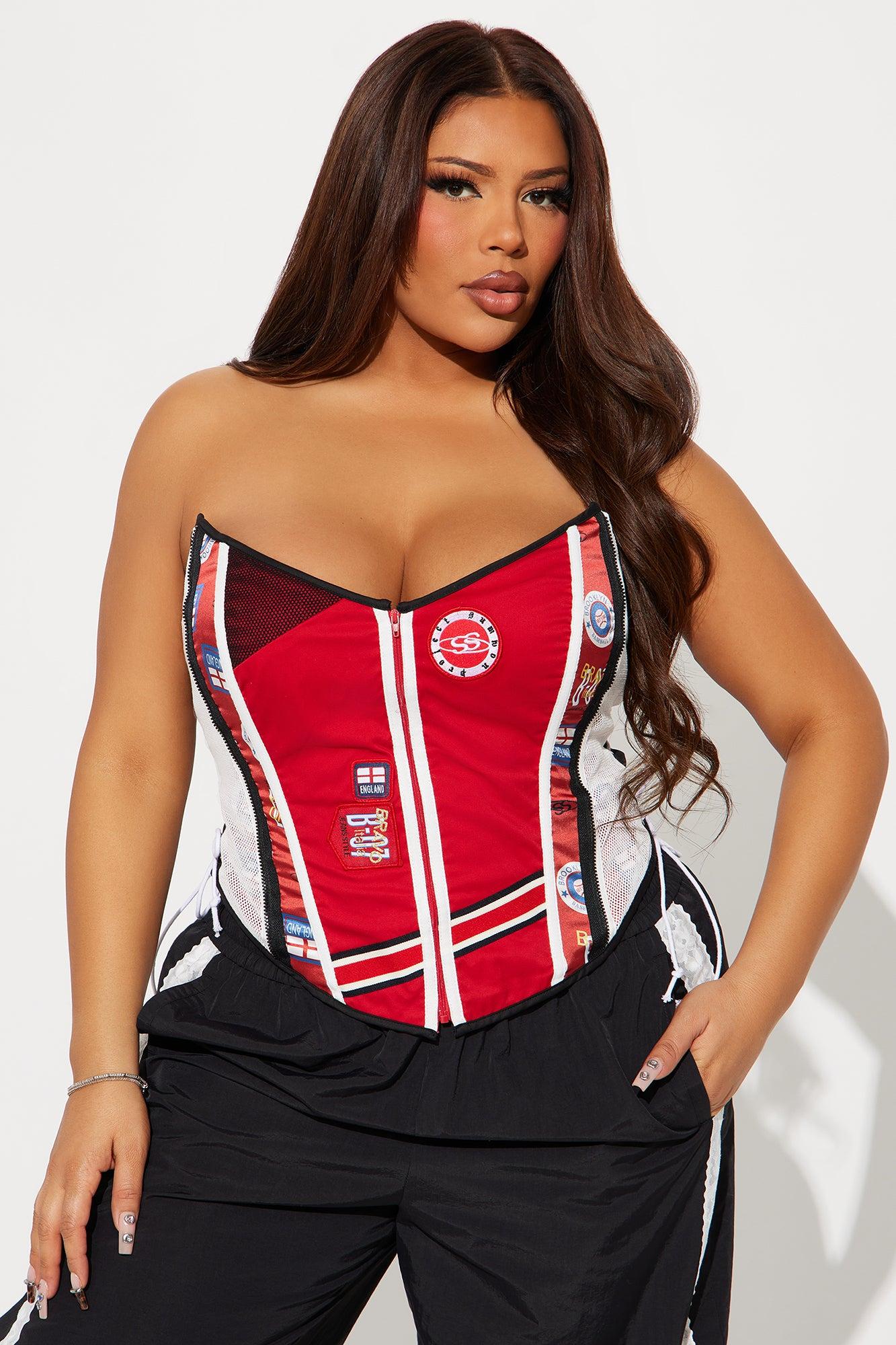 Your Fantasy Team Corset Top - Red/combo Product Image