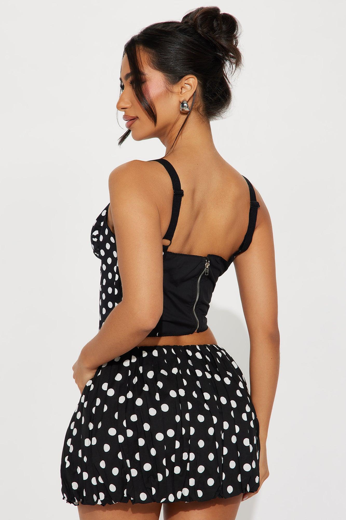 Polka Play Corset Top - Black/White Product Image
